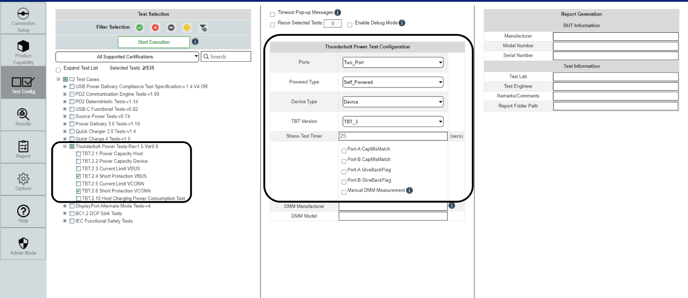 run thunderbolt device short test case_short protection vbus_vconn_start execution
