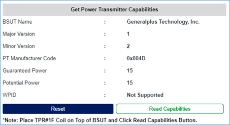 Read DUT Capabilities and Qi Certification with GRL-WP-TPR-C3_capabilities read from DUT examples